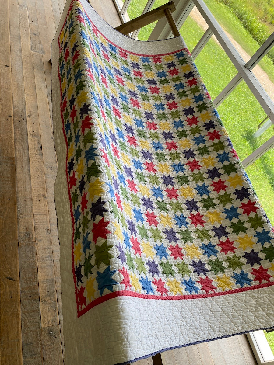 Multi Color 8 Point Stars Quilt